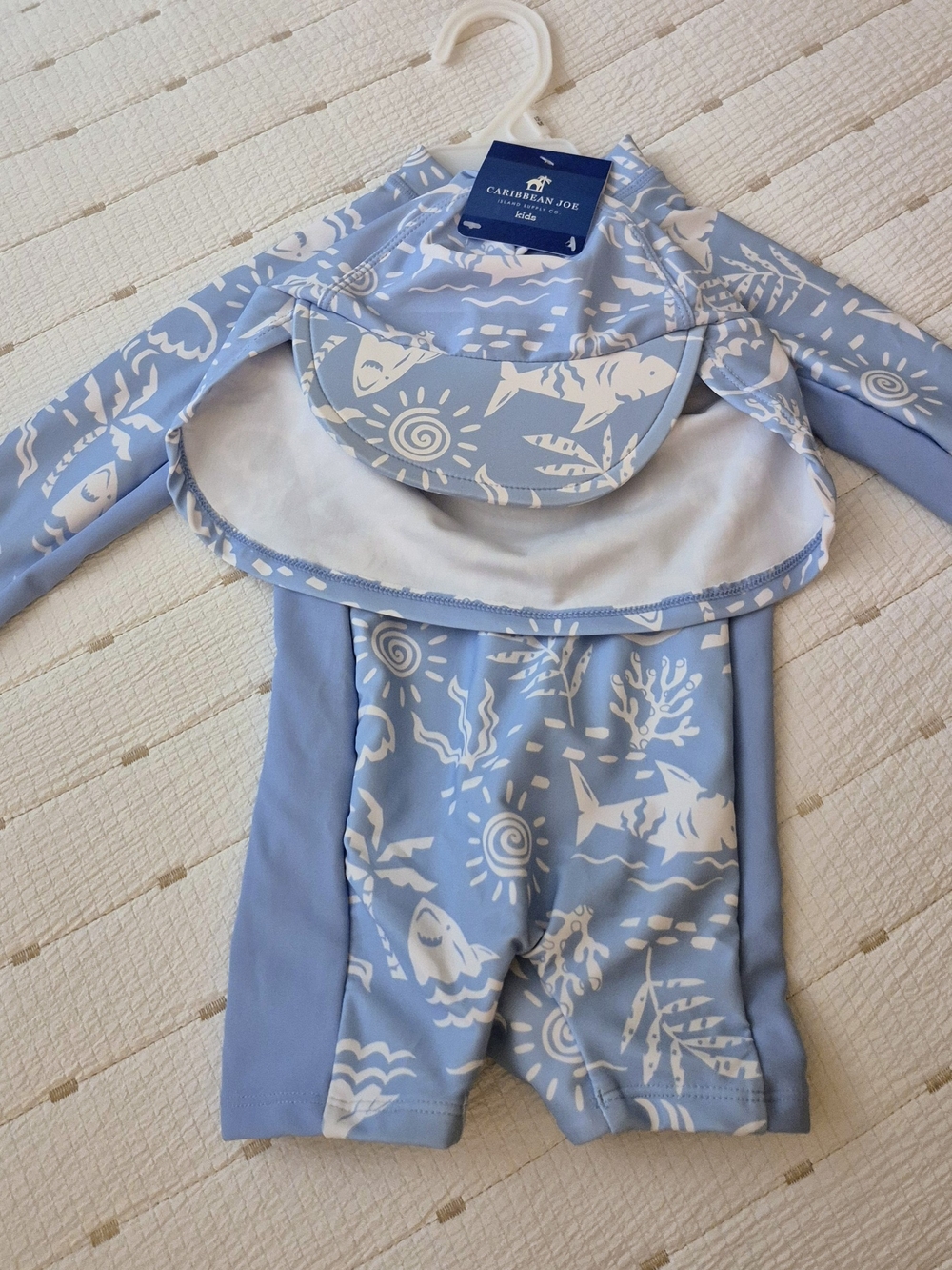 Caribbean Joe Kids' Rash Guard One-Piece & Cap